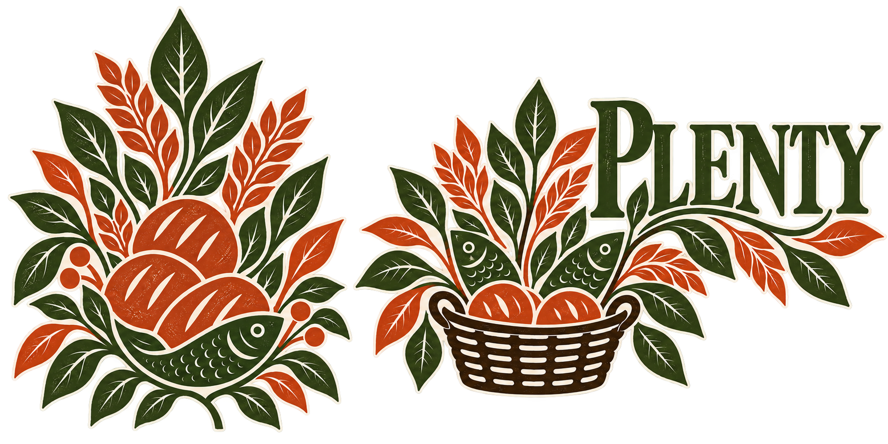 Plenty: 2027 Stewardship Campaign artwork with loaves, fish, and leaves